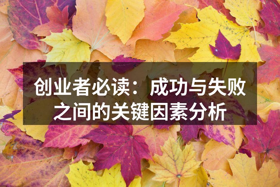 创业者必读：成功与失败之间的关键因素分析