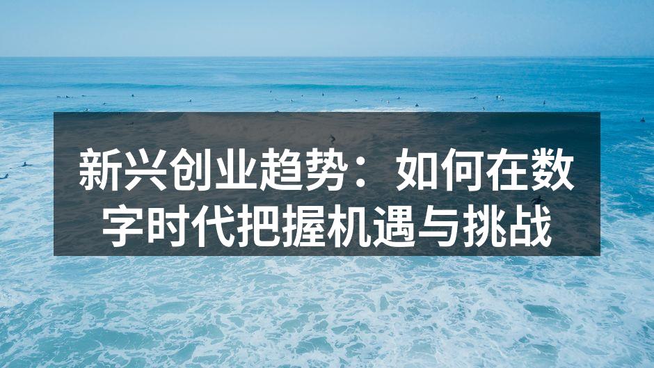 新兴创业趋势：如何在数字时代把握机遇与挑战